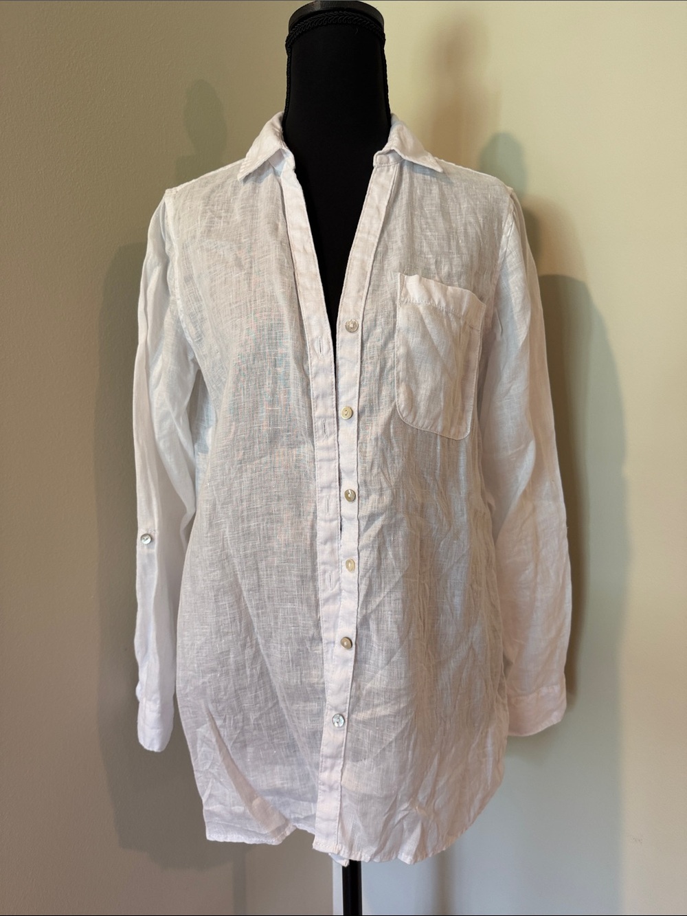 Sigrid Olsen White Linen Button-Down Tunic